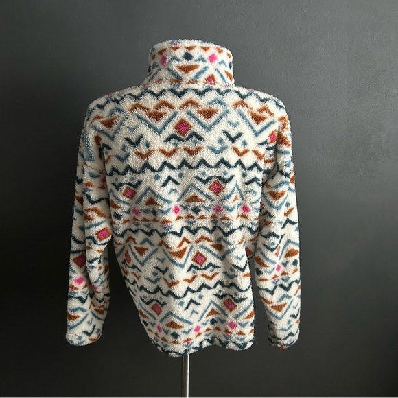 Eddie Bauer Women's Vanilla Aztec Ultra Soft Fleece 1/4 Zip Long Sleeve Pullover - Picture 7 of 7
